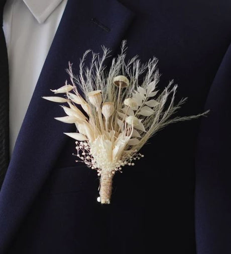 Elegance and Grace Dried Flower Boutonniere