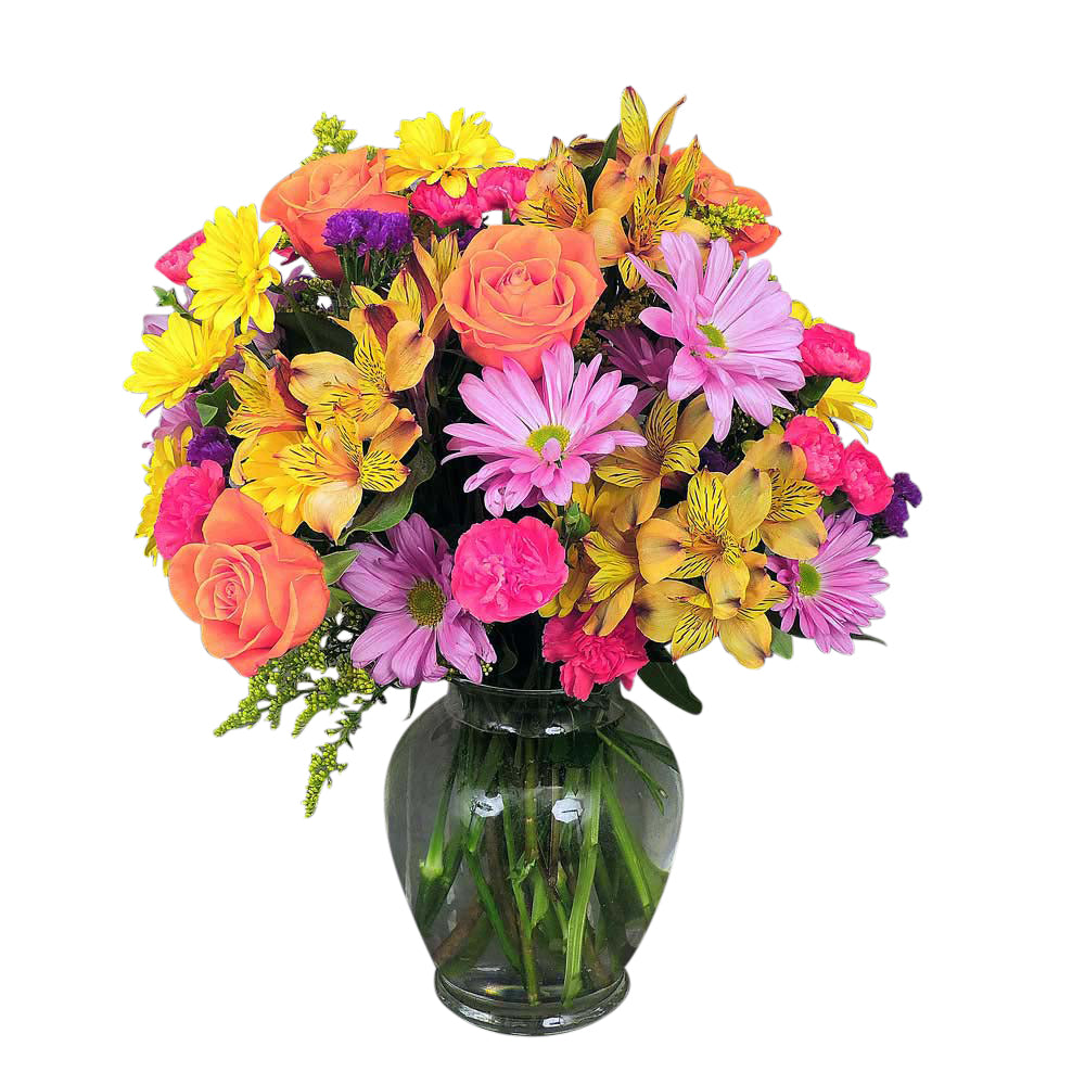 Bright flower vase arrangement Medium