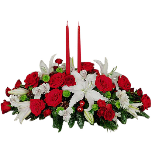 Candlelight and roses centerpiece with taper candles large