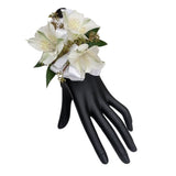 Cherish corsage - white peruvian lily corsage with greens