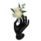 Double Rose Boutonniere - White