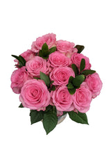 12 Beautiful Pink Roses with Greens