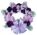 Purple silk outdoor memorial wreath