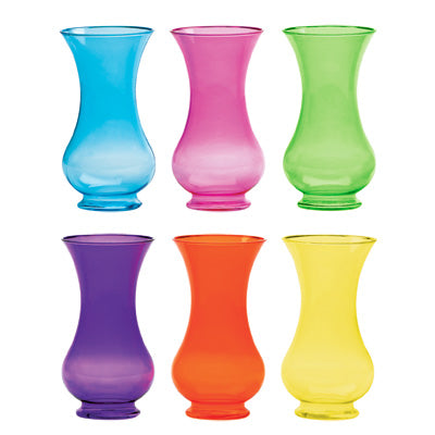 Colored vases for wrapped flower bouquets