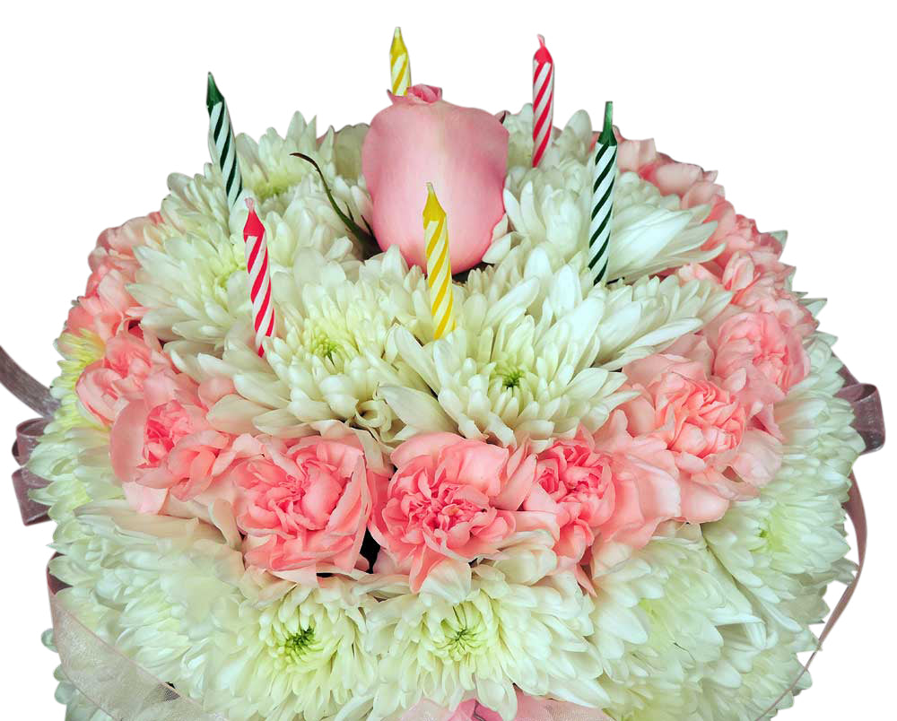 Floral birthday cake close up