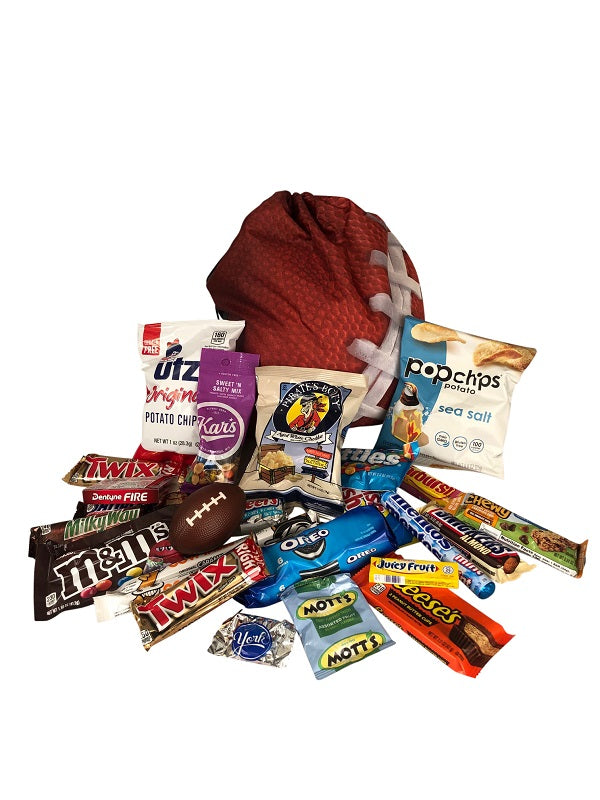 Football themed snack gift basket