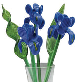 Glass iris flowers with glass greenery