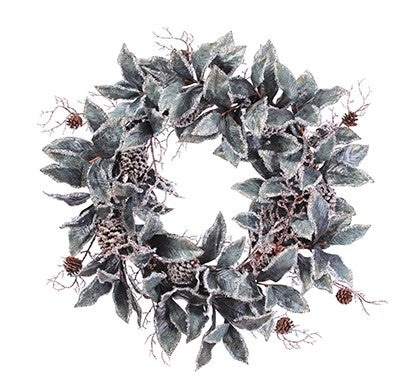 Glitter Silver Magnolia Wreath