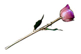 Gold Dipped Pink Amethyst Rose Stem