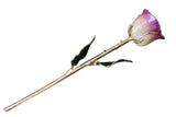 Gold Dipped White Amethyst Rose Full Stem