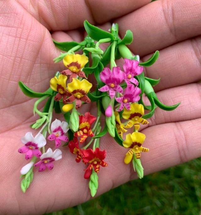 Handmade Mini Oncidium Orchid in Pot