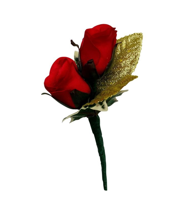 Holiday Silk Red Rose Boutonniere