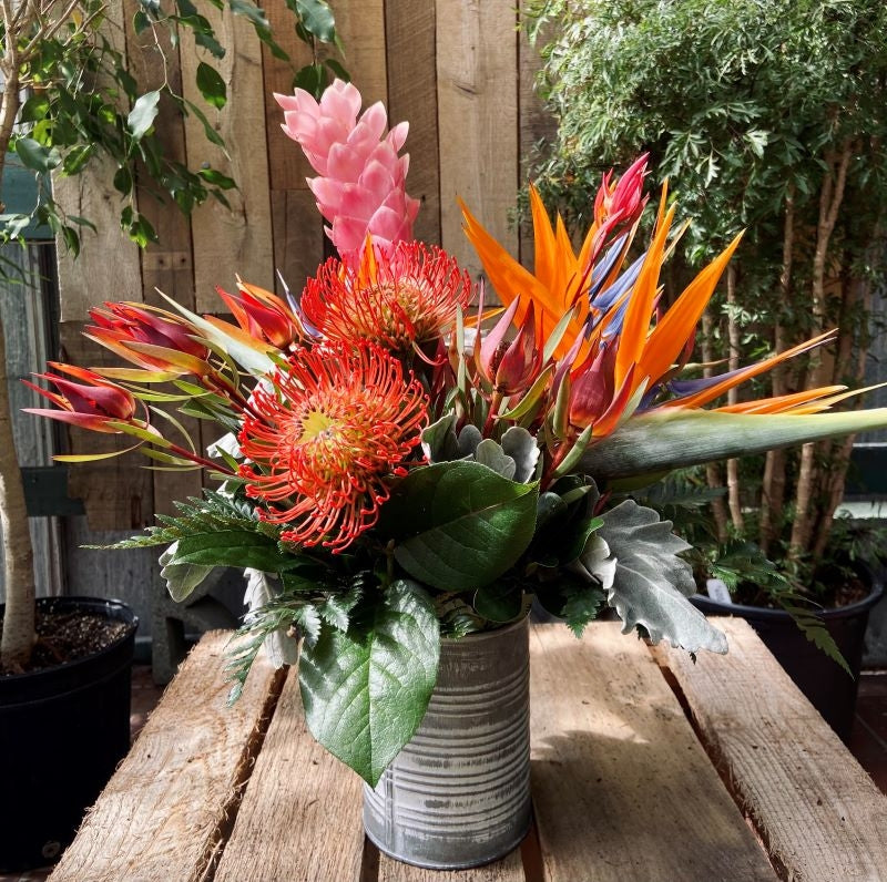 Island blooms tropical flower arrangement in vase