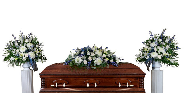 3 Piece Blue and White Funeral Package