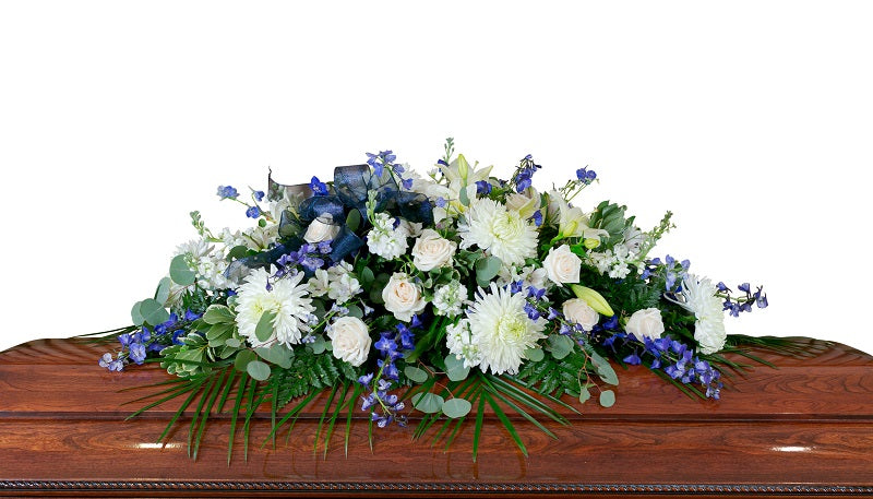 Blue and White Casket Spray