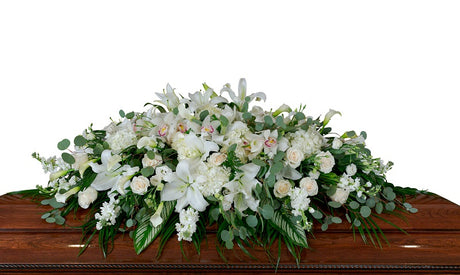 Blue and White Casket Spray