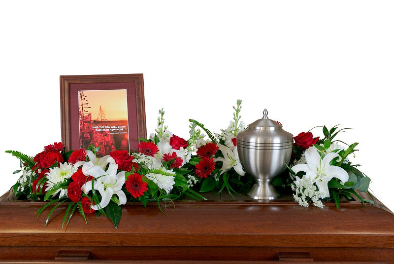 Red and White Flower Urn Surround