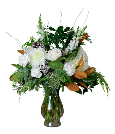 Winter White Funeral Vase