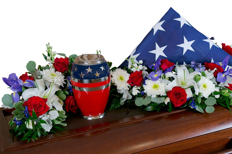 Patriotic Flower Cremation Urn Surround Full