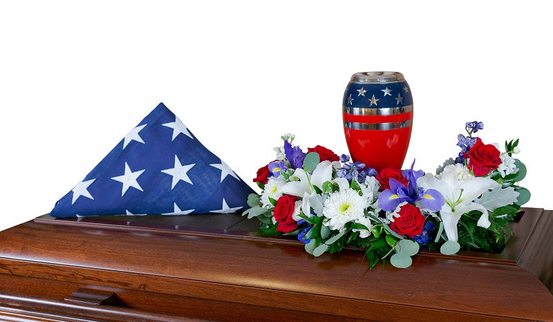 Patriotic Flower Cremation Urn Surround Half