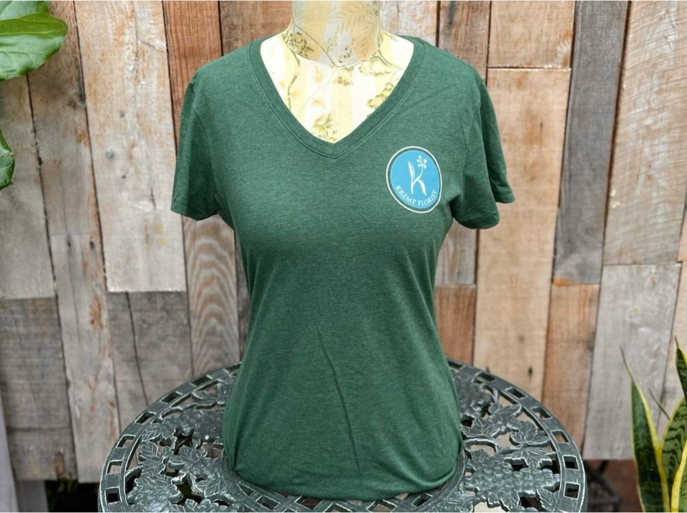 Kremp Florist Green Short Sleeved V-Neck Shirt