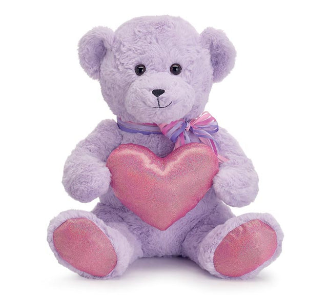 Lavender Bear with Shiny Pink Heart