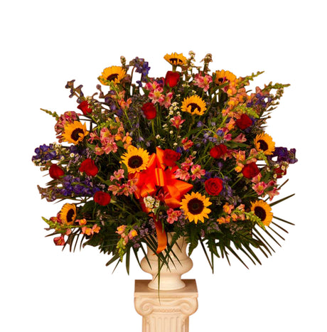 Mixed Garden Funeral Flower Basket