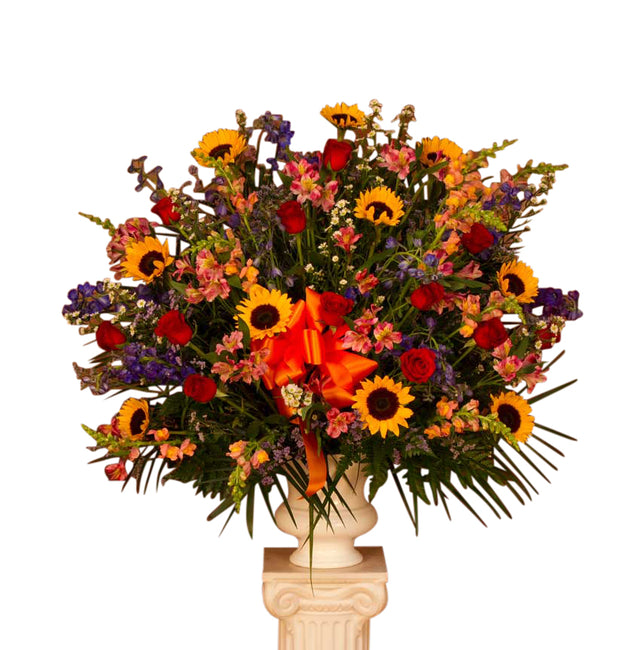 Mixed Garden Funeral Flower Basket