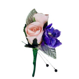 Pink and Purple Silk Flower Boutonniere