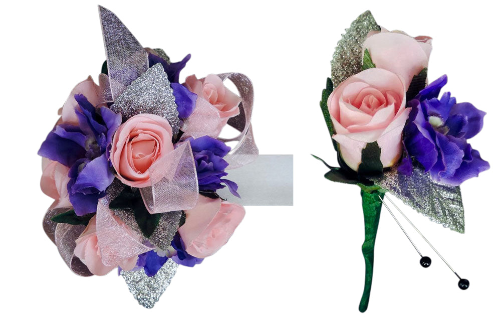 Pink and Purple Silk Flower Prom Package