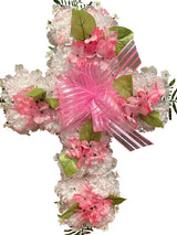 Artificial Outdoor Memorial Cross - Pink