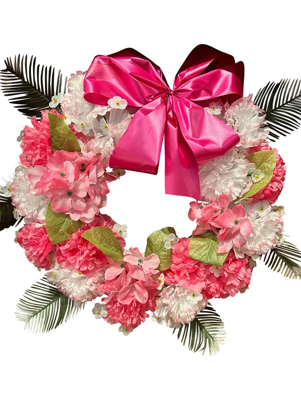 Artificial Outdoor Memorial Wreath - Pink