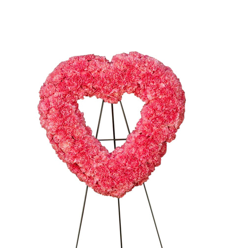 Pink Carnation Heart for funeral service