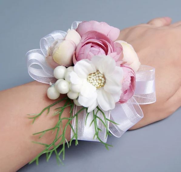 Peony Party Pink Silk Wristlet Corsage