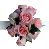 Pink Silk Flower Corsage on slap bracelet