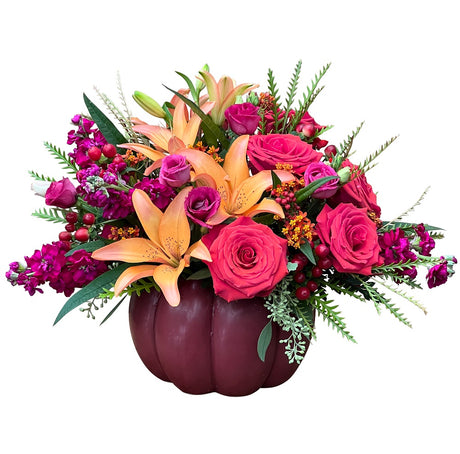 Plum pumpkin bouquet from Kremp Florist