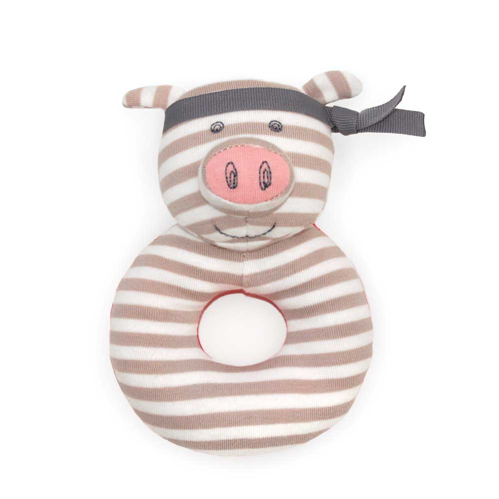 Porkchop Organic Farm Buddies Teething Rattle