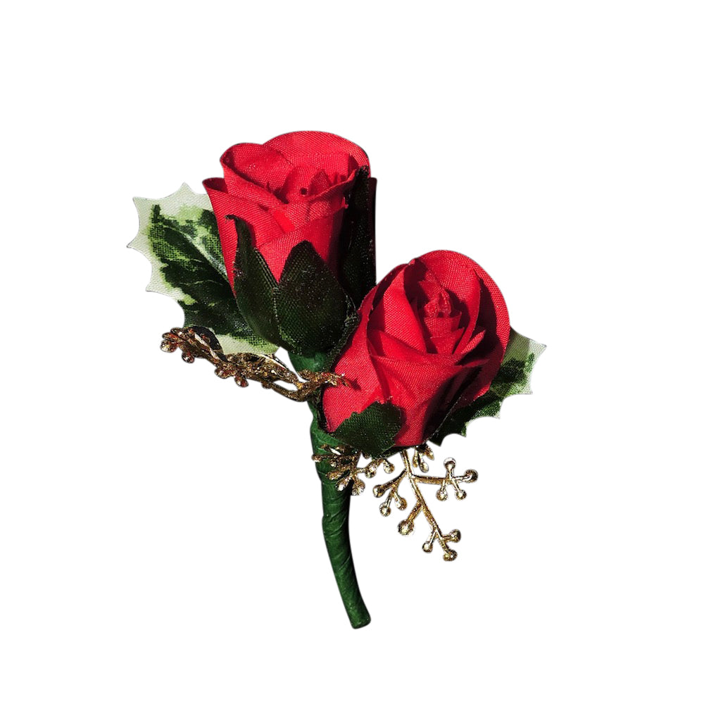 Holiday Red Sweetheart Rose Boutonniere