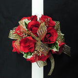 Holiday Silk Red Rose Corsage Bracelet