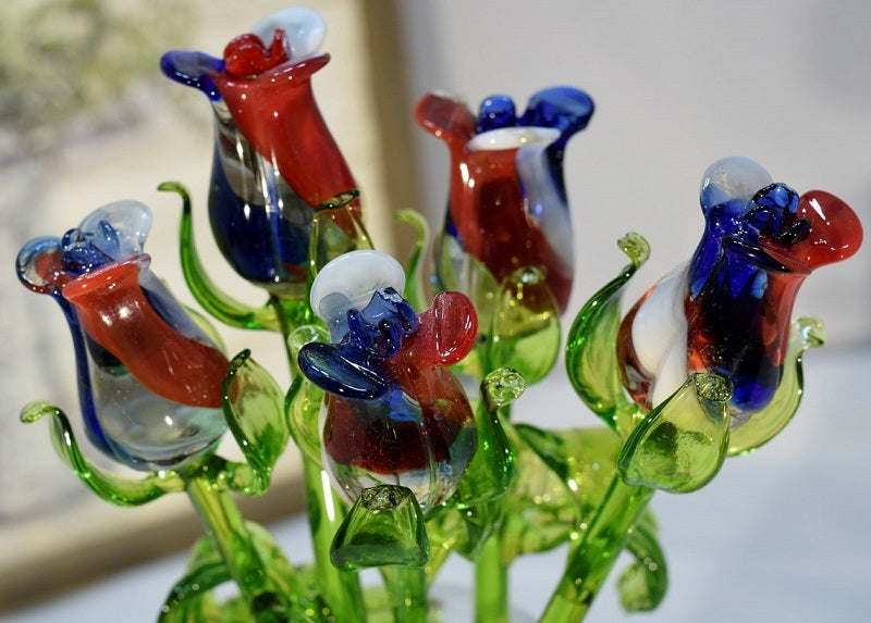 Patriotic USA Glass Roses