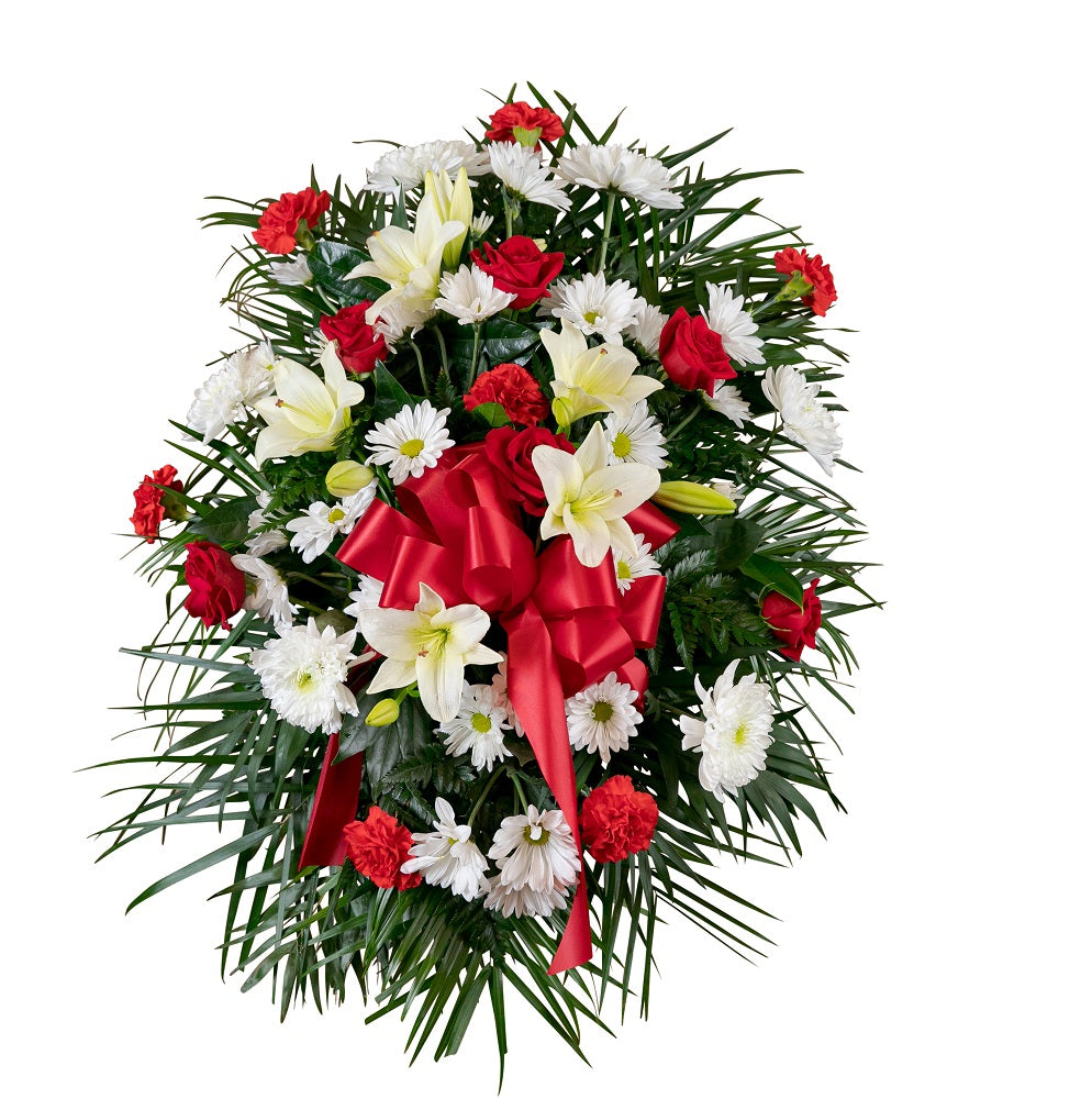 Red and White Funeral Vase