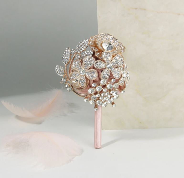 Rose Gold Shimmering Brooch Corsage