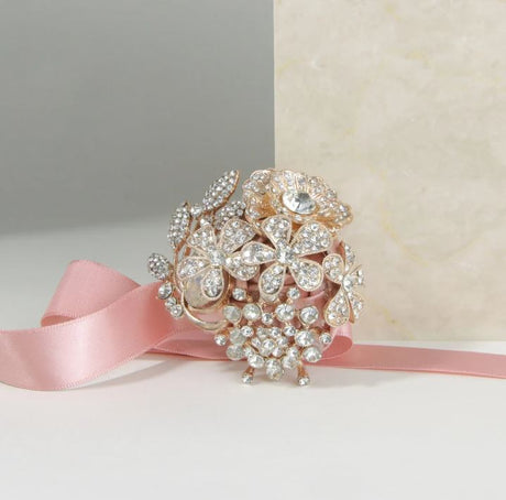 Rose Gold Shimmering Brooch Corsage