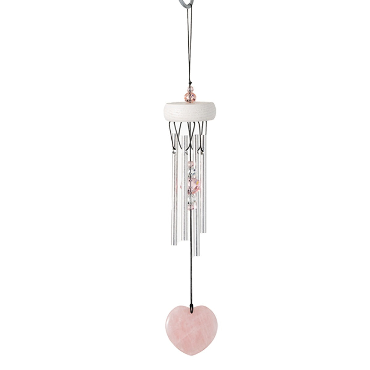 Rose Quartz Heart Windchime