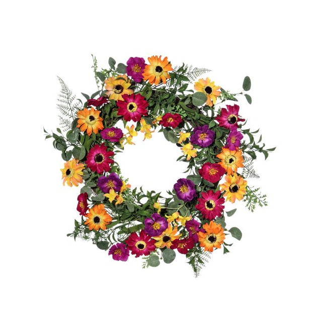 Silk Mixed Zinnia Wreath