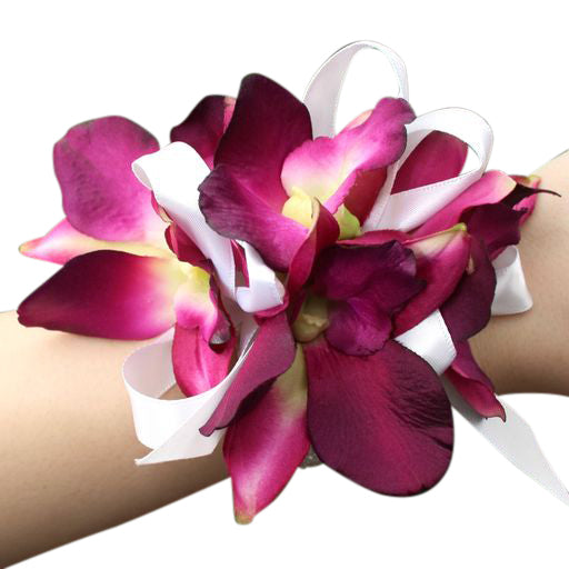 Silk Purple Orchid Wristlet Corsage