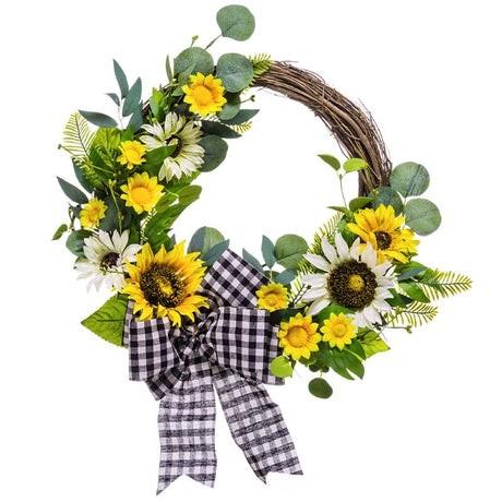 Silk Sunflower Eucalyptus Wreath