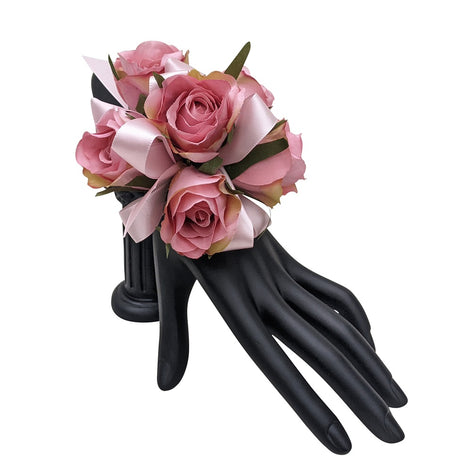 Pink Silk Spray Rose Wristlet Corsage