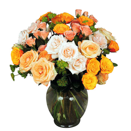 Assorted color spray roses in a vase Small Medium