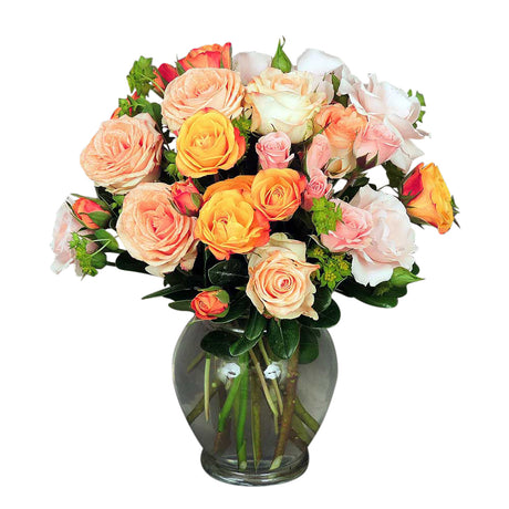 Assorted color spray roses in a vase Small